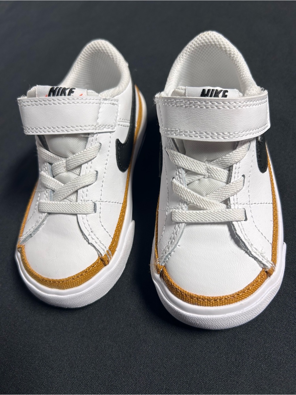 NWOB Nike Court Legacy Toddler Size 7C White Desert Ochre Brown Sneakers Leather